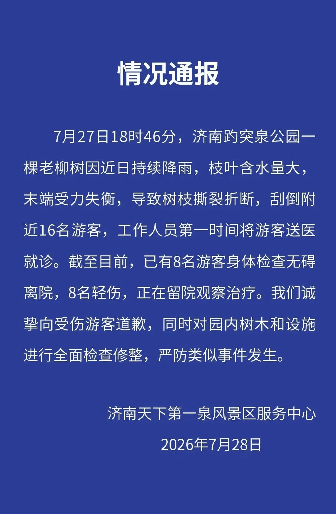 皇冠信用网
_大树折断刮倒16名游客皇冠信用网
,济南趵突泉景区致歉